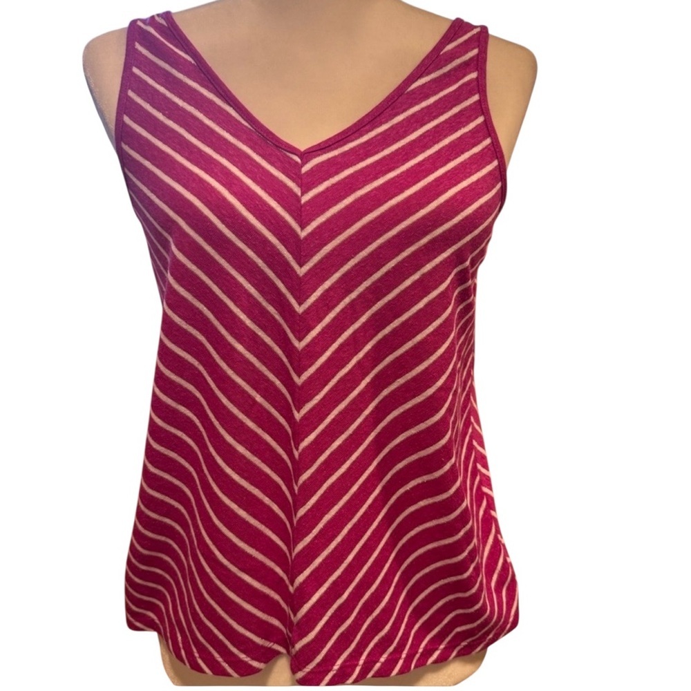 Loft Tank Top Pink with Silver Strips Size XS Lightweight